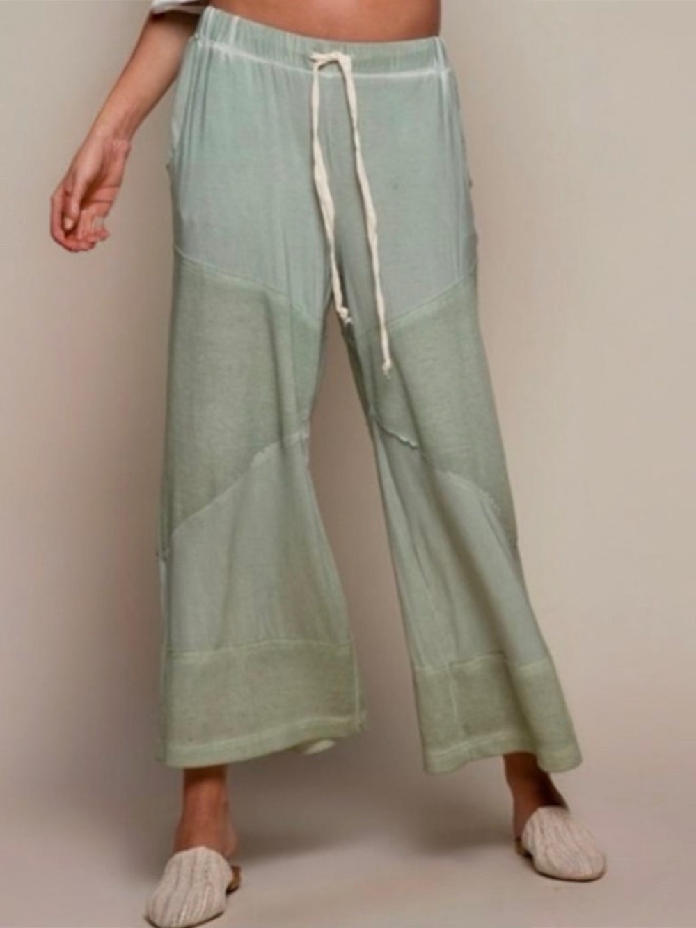 POL Sage Green Wide Leg Culotte Drawstring Pants M/L NWT - Picture 7 of 14